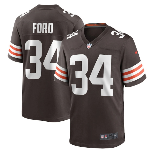 mens nike jerome ford brown cleveland browns game player jersey